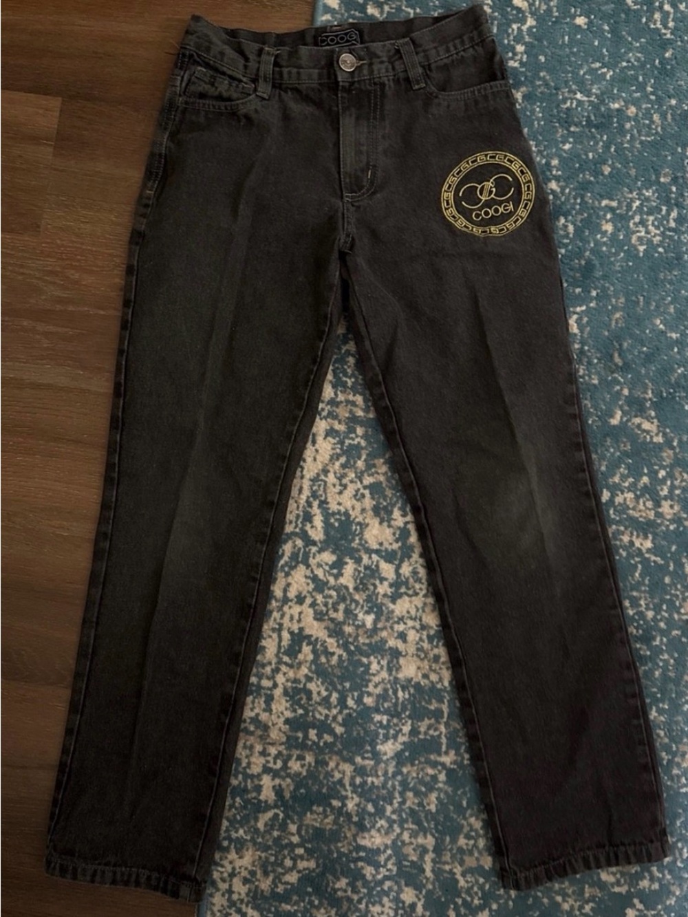 COOGI Boy’s Black Jeans with Gold Logo Patch